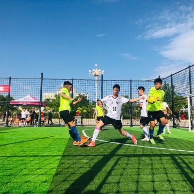 Harga yang pantas 50mm Sintetis Saling Rumput Buatan Untuk Lapangan Sepak Bola on line