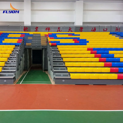 Harga yang pantas Aluminium Lipat Ketahanan Tinggi Gym Bleachers Retractable Untuk Kapasitas 200-500 Orang on line