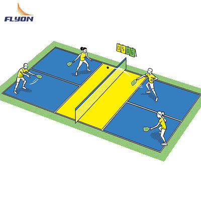 Anti-penuaan portabel lapangan pickleball lantai ukuran pilihan dari 44 * 20ft atau 60 * 30ft