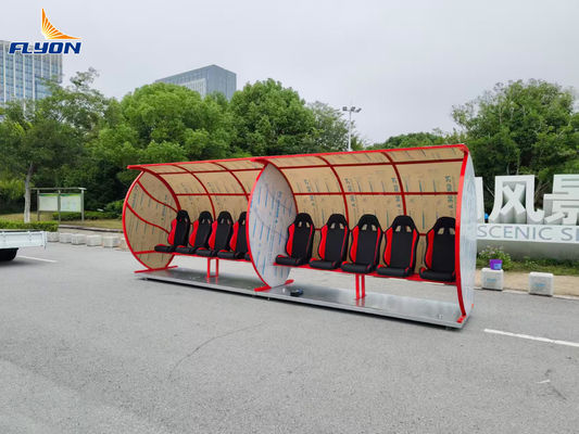 Tenda Bangku Portabel Kulit Tahan Api Bersertifikasi EN 13501 dengan Roda untuk Tim Sepak Bola