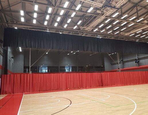 High Strength Fireproof Fabric Dividing Curtain with Electric Control System for Indoor Outdoor Sport Areas