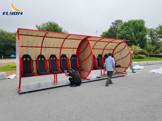 Harga yang pantas Aluminium Portable Substitute Bench Perlindungan UV Ramah Lingkungan Untuk Stadion Sepak Bola Tempat penampungan Tim on line