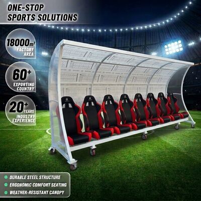 Harga yang pantas Dugout Tim Sepak Bola yang dapat disesuaikan dengan atap PC tahan cuaca dan perlindungan bangku portabel garansi 3 tahun on line