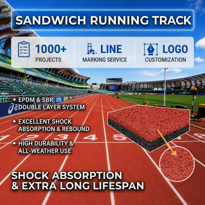 Harga yang pantas Lintasan Lari Sandwich PU Bersertifikat IAAF Tahan Cuaca dengan Pilihan Warna yang Dapat Disesuaikan on line