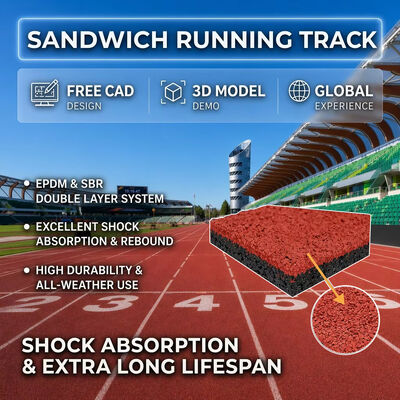 Harga yang pantas Multi Layer Sandwich PU Running Track High Elastic Shock Proof Atletik Permukaan Tahan Cuaca on line