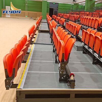 Harga yang pantas Tempat Duduk Tribun Teleskopik Elektrik yang Dapat Ditarik dengan Kursi Lipat yang Dipasang di Riser dan Lapisan Tahan Air untuk Gym on line